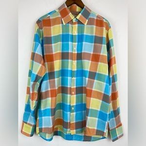 Milano Borromeo size Large Men’s Multicolor Plaid Long Sleeve Button Up Shirt